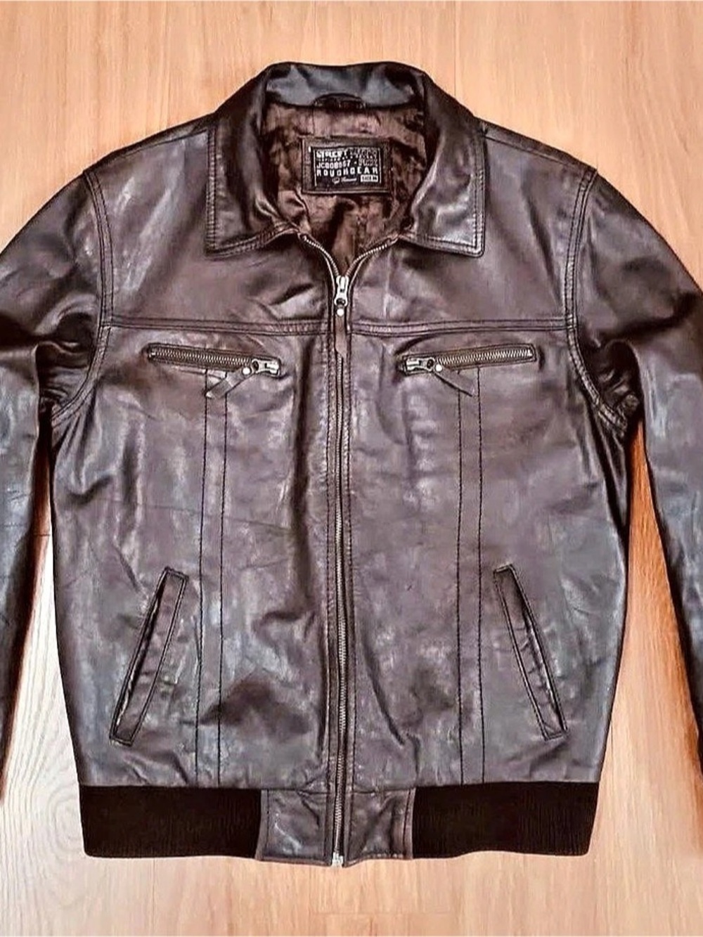 Leather Bomber Jacket in Brown